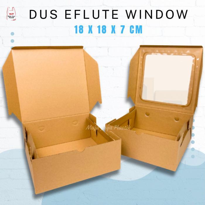 Dus Eflute Window Box Mika Coklat 20x20x7 cm Kotak Kue Snack Hampers Packing Hampers