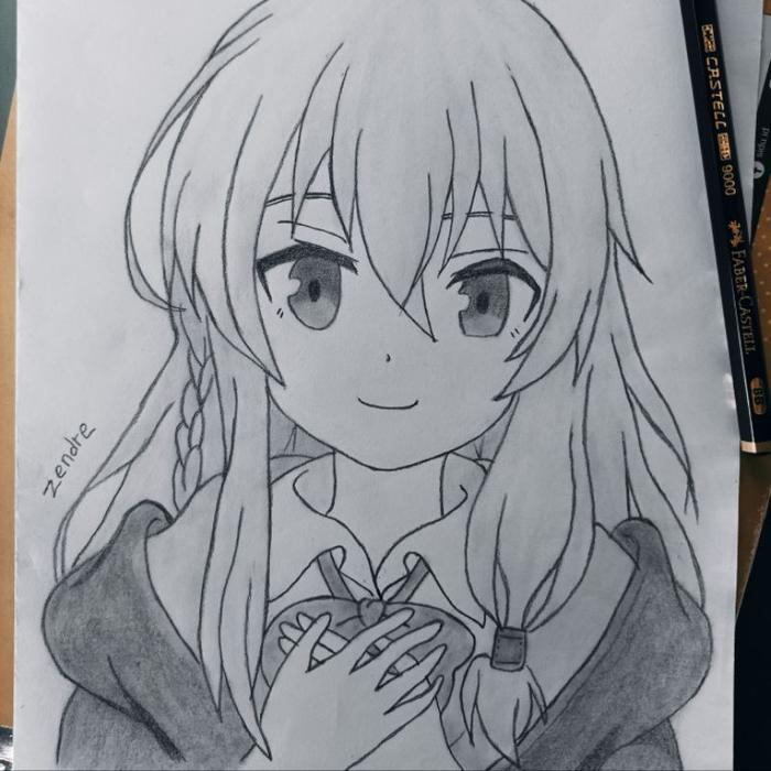 DRAWING GAMBAR SKETSA ANIME CUSTOM A4, JASA REQUEST GAMBAR ANIME CUSTOM, SKETSA ANIME A4 TERMURAH