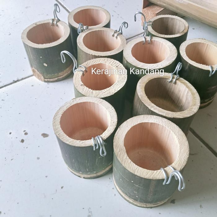 Tempat Makan Ayam Dari Bambu bulat Wadah Pakan ternak potong