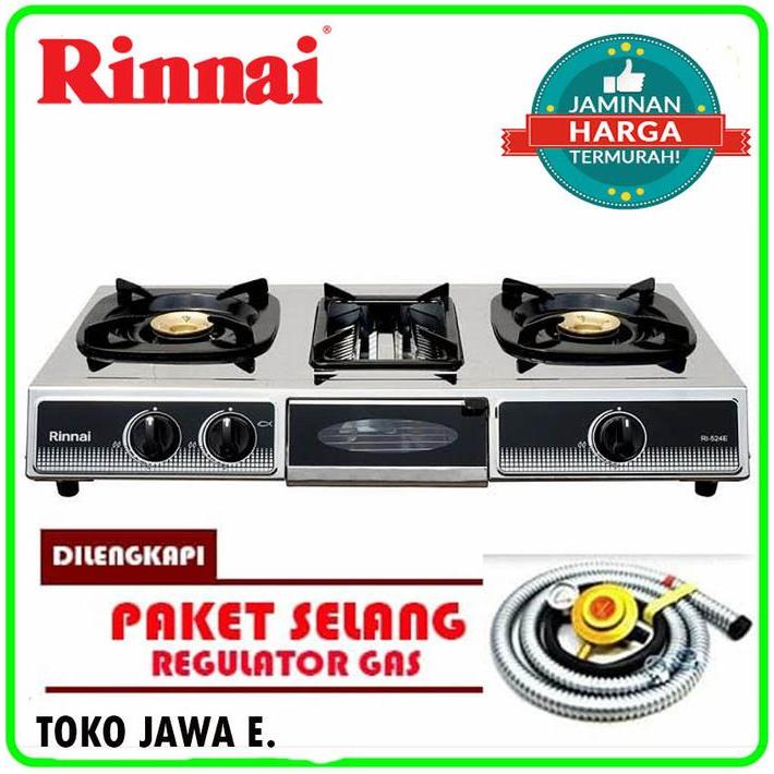 KOMPOR GAS 3 TUNGKU RINNAI RI-524E Kompor Gas 3 Tungku + Kompor Kecil Ditengah
