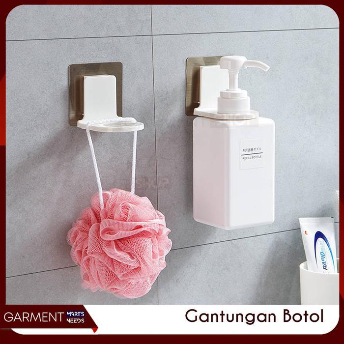 Gantungan Botol Sabun Shampo Hand Sanitizer Rak Dinding Tempel Kamar Mandi Dapur Saos Kecap