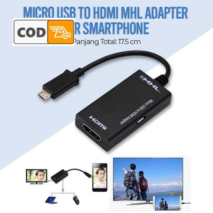 Kabel Konektor HP MHL ke TV Converter Micro USB to HDMI Sambungan Penghubung Smartphone Tablet PC ke