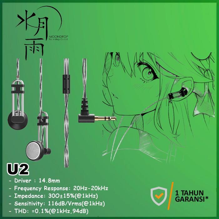 Moondrop U2 U-2 14.8Mm Dynamic Driver Earbuds Earphones