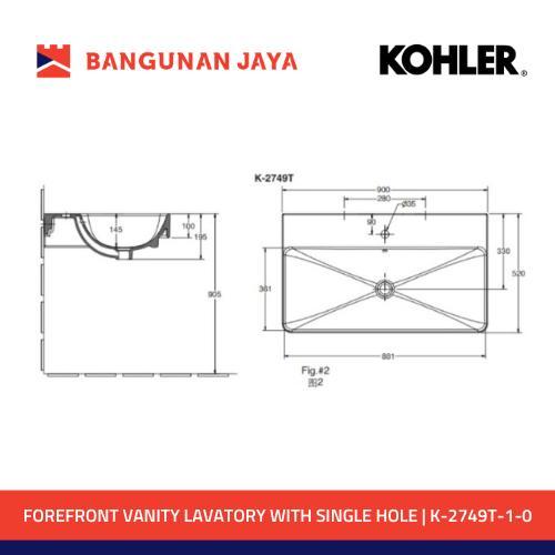 Kohler Forefront Vanity Lavatory with single faucet hole K-2749T-1-0