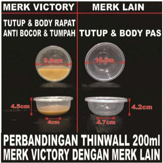 Thebest- Mangkok Plastik 200ml Kotak Makanan Cup Puding Thinwall Tahan Panas