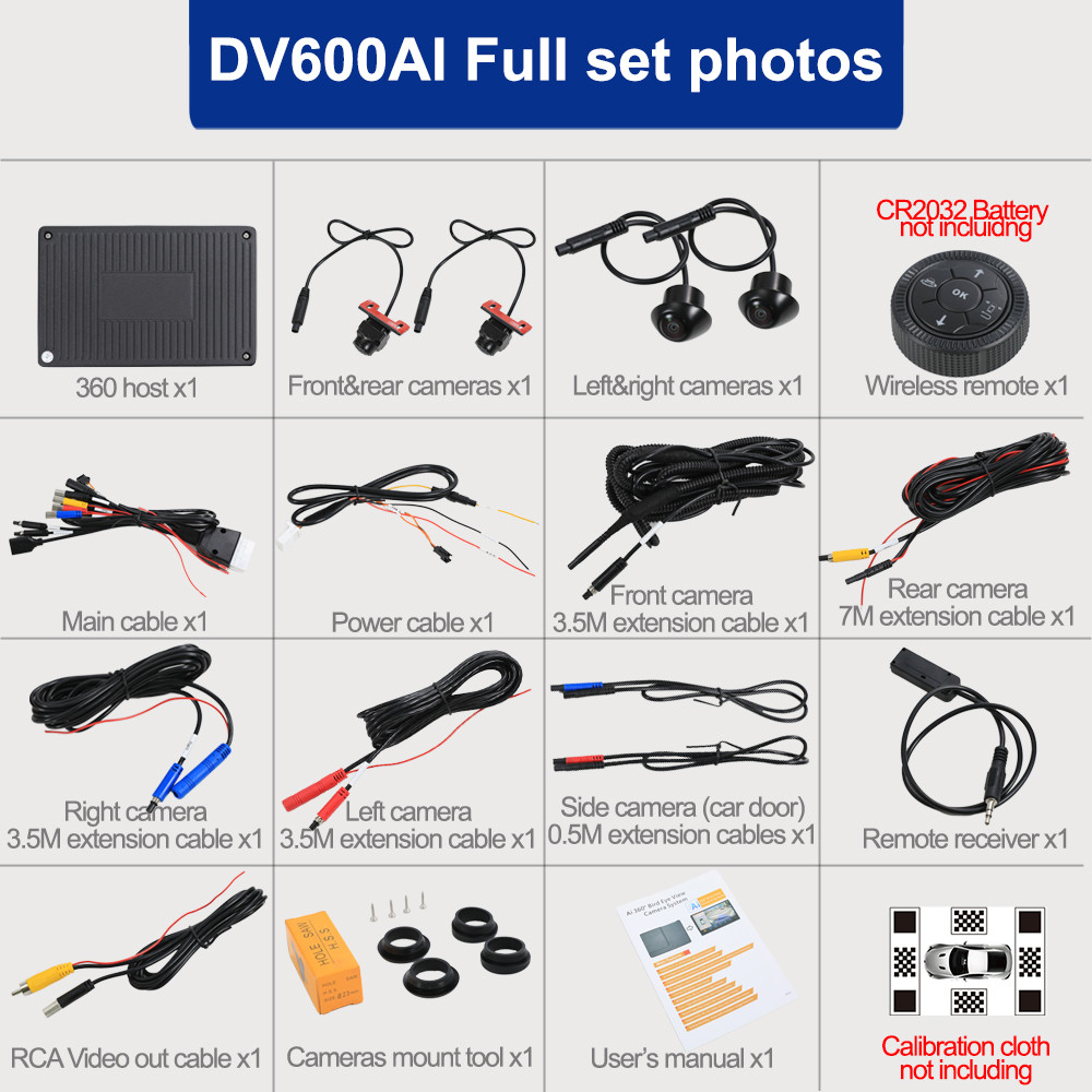 AI 360Camera System Car 3D Bird Eye Surround Around View Dashcam Intelligent Object Recognition