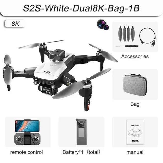 S2S Mini Drone 8K HD Camera Obstacle Avoidance Security Drone Aerial Photography Brushless Motor