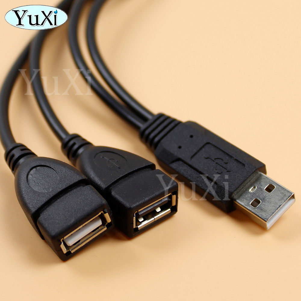 1 piece USB 2.0 Cable USB Double Splitter Adapter Cable 1 to 2 Female to USB 2 Male Charging Data