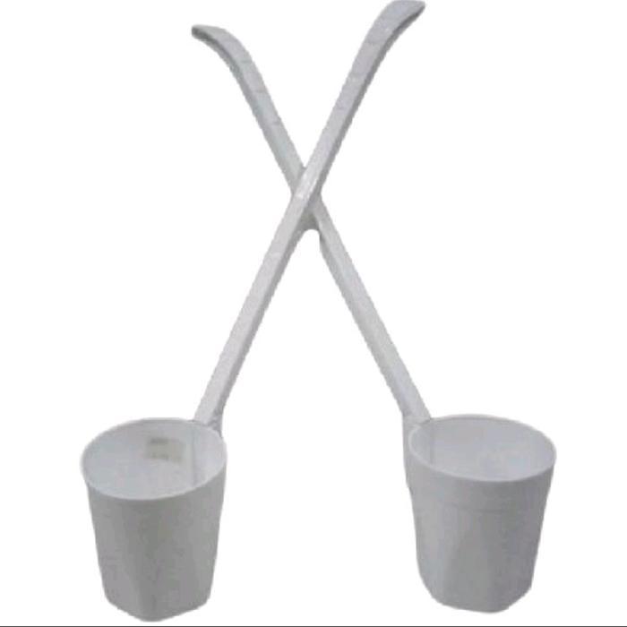 [6 Pcs/ 12 Pcs]] Gayung Es Buah Lavenia Gagang Pendek & Panjang Putih Diameter 8.5 cm Panjang 23 &