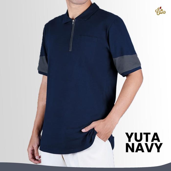 Kurta Kaos Pria Koko Navy Koko Hitam Dewasa Lengan Pendek Bahan Kaos