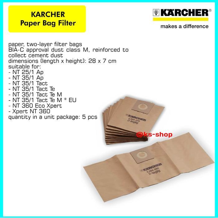 TERLARIS Karcher Paper Filter Bags NT 35/1 Ap @5 Pcs / Box / Vacuum Use SALE