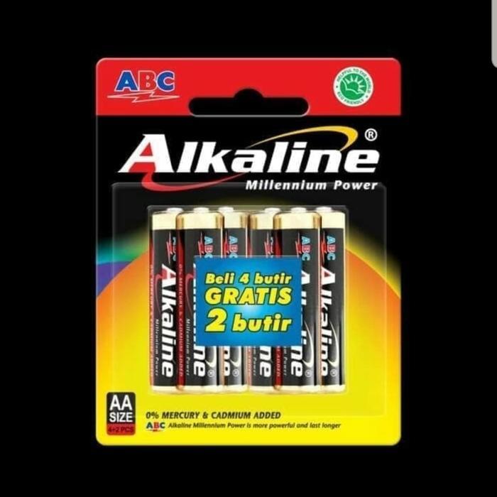 NEWW BATERAI/BATRE/BATRAI/BATTERY ABC ALKALINE AA/A2 - 1 PACK isi 6 PCS (Jam Dinding/Ukuran Besar)