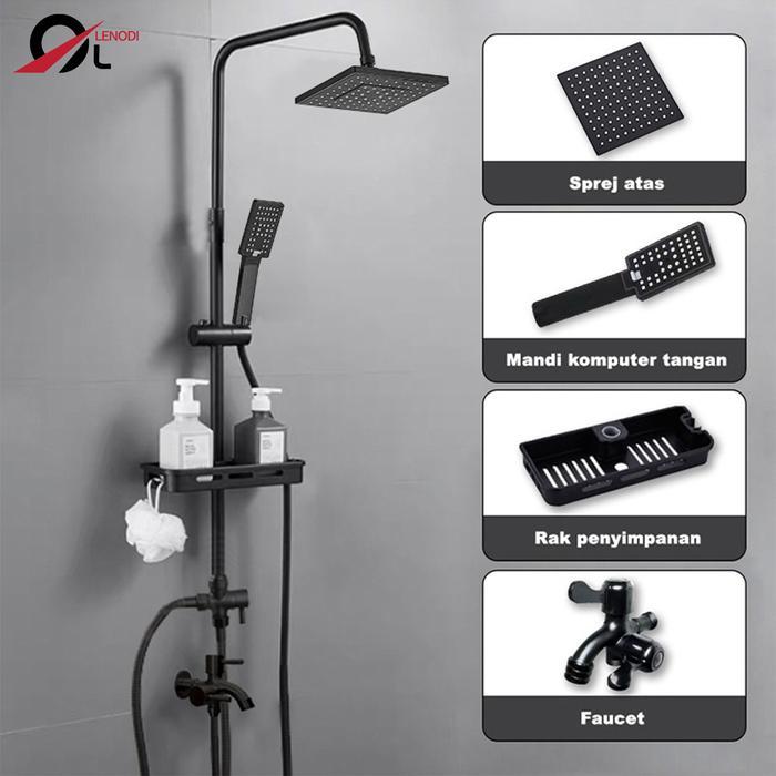 Shower Kamar Mandi 4 Dalam 1 Set Dengan Sprayer Faucet Sprayer / Black Gold Kamar Mandi Shower Set /