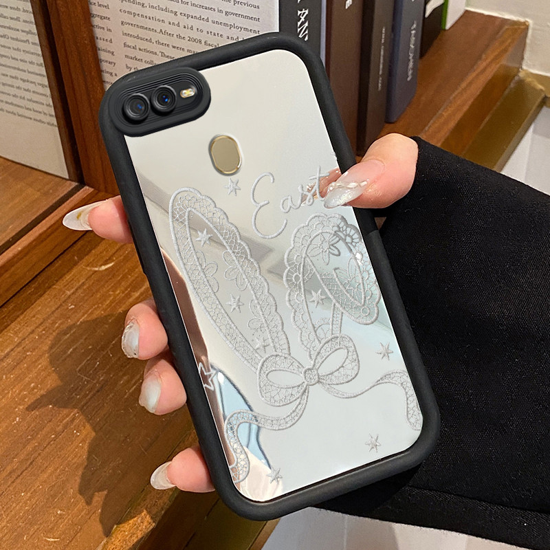 Casing Hp OPPO A7 OPPO A5s OPPO A12 OPPO A12S A11k Case Pita telinga kelinci Cermin Kasing silikon C