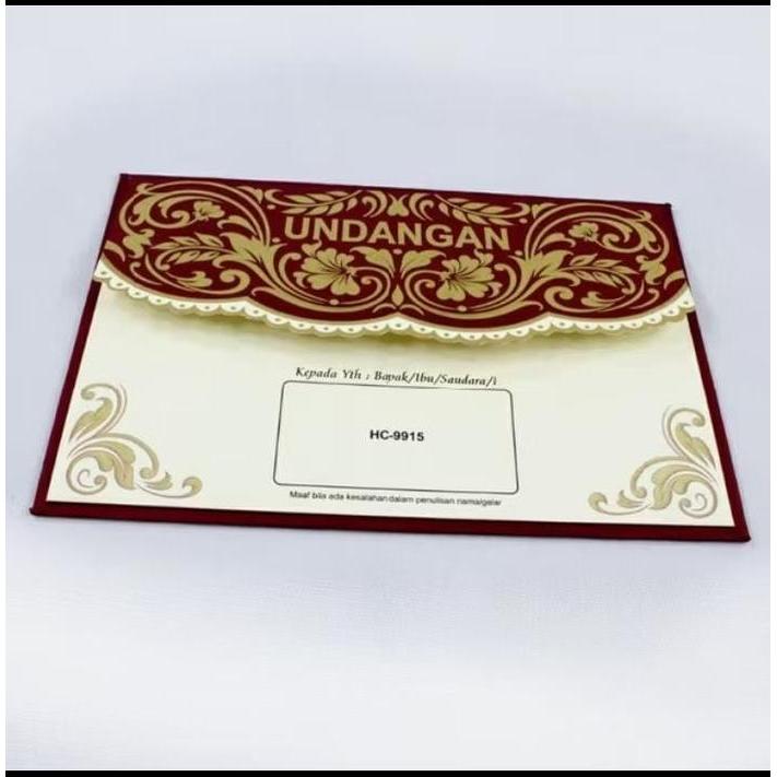50 Pcs Undangan Pernikahan Hardcover Foil Emas HC-9915 wedding card
