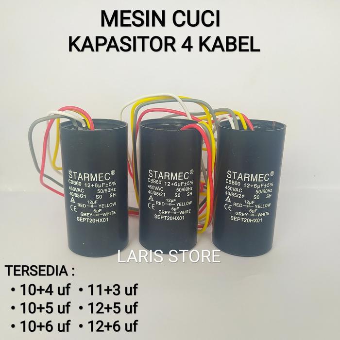 KAPASITOR MESIN CUCI 2 TABUNG 4 KABEL SEMUA MERK UNIVERSAL SANYO SHARP