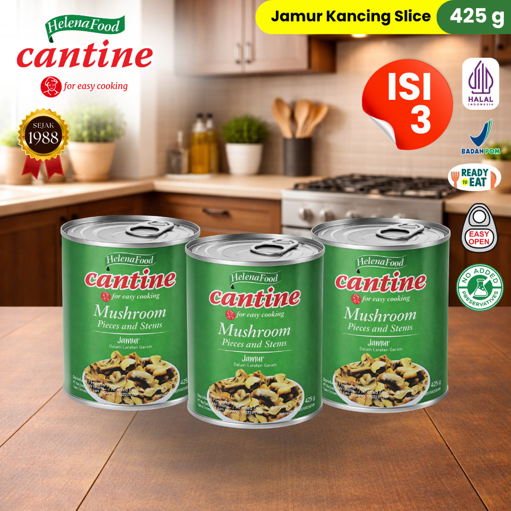Cantine Jamur Kancing Slice (Mushroom Pieces Stems) 425 gr - Beli 2 Gratis 1