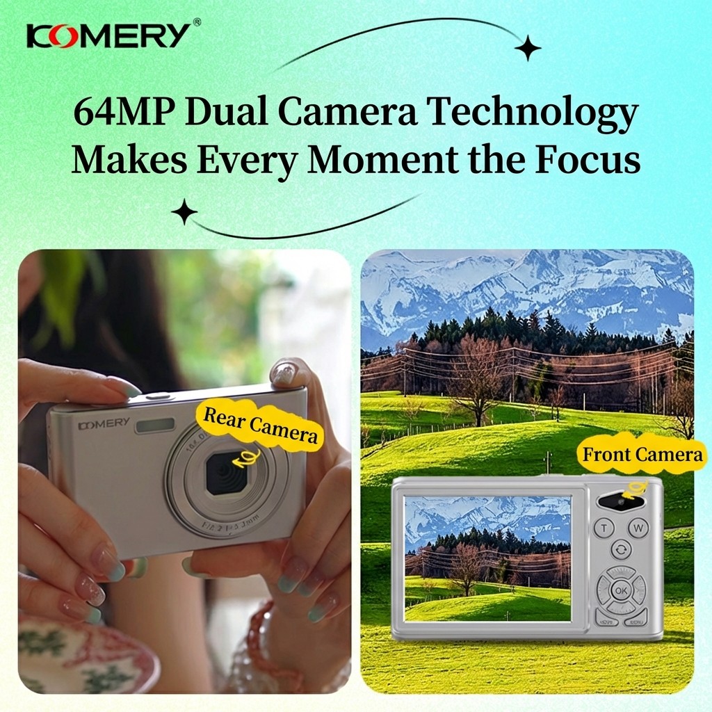 Komery Camera 4K ultra HD recording 20X digital zoom Sport Camera 64-megapixel camera Supports video
