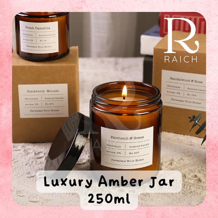 "New" Amber Glass Jar Kaca 270ml Candle Jar Tempat Lilin Hitam Dark Large