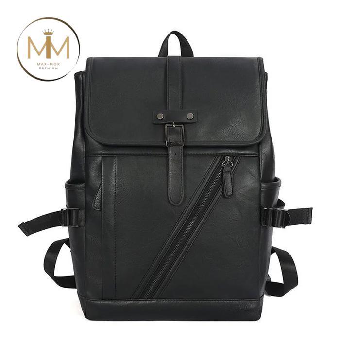 Eiger - Max-Mor M164 Tas Ransel Pria Kulit Ransel Laptop Pria Backpack Kulit Pria Hitam Tas Ransel