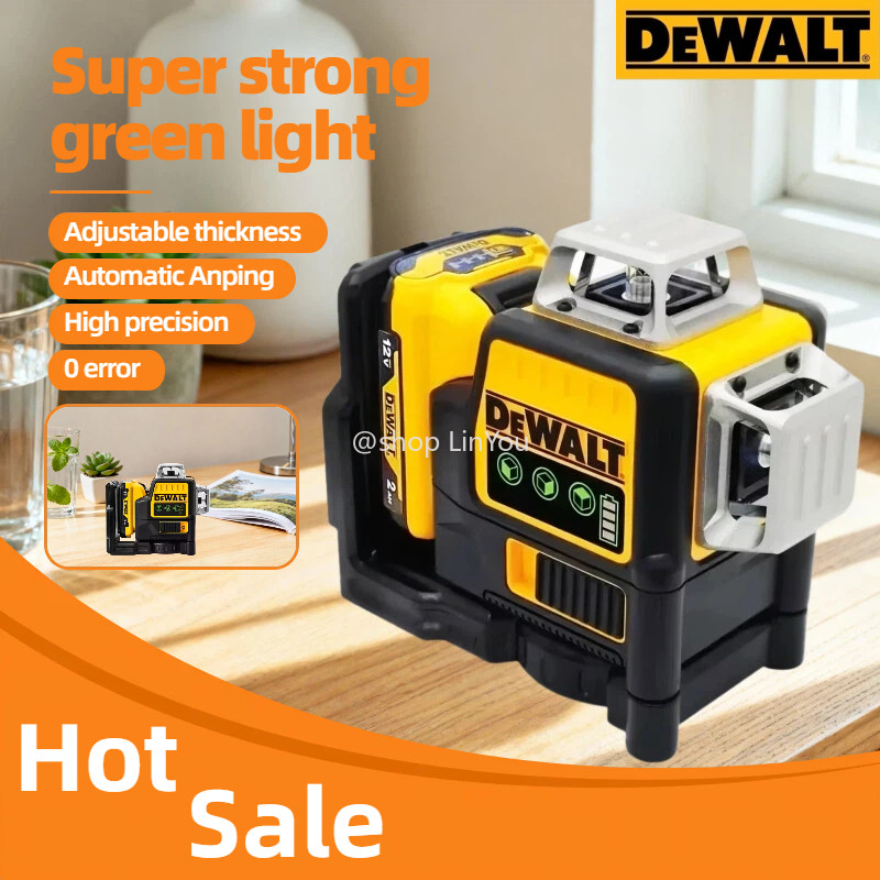 Dewalt DW089LG Laser Level 12 Line 3 Sides*360 Degree Vertical Lines Laser Level Meter Outdoor Uses