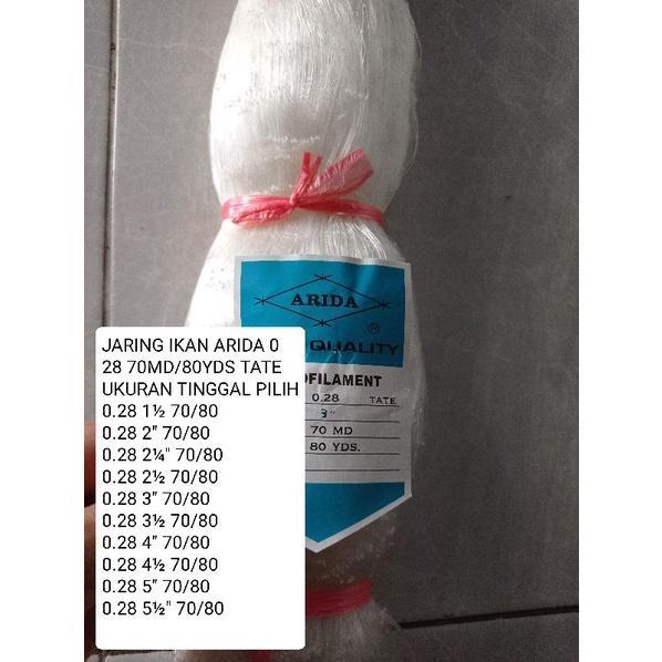 Jaring Ikan Arida 0.28 70md/80yds tate UKURAN TINGGAL PILIH jaring arida pukat ikan jaring ikan