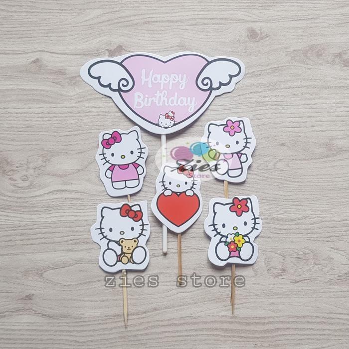 cake topper happy birthday / cake topper hello kitty / hiasan kue