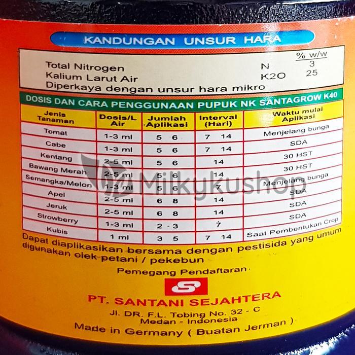 Pupuk Cair Santagrow K40 Isi 250 Ml Kemasan Pabrik
