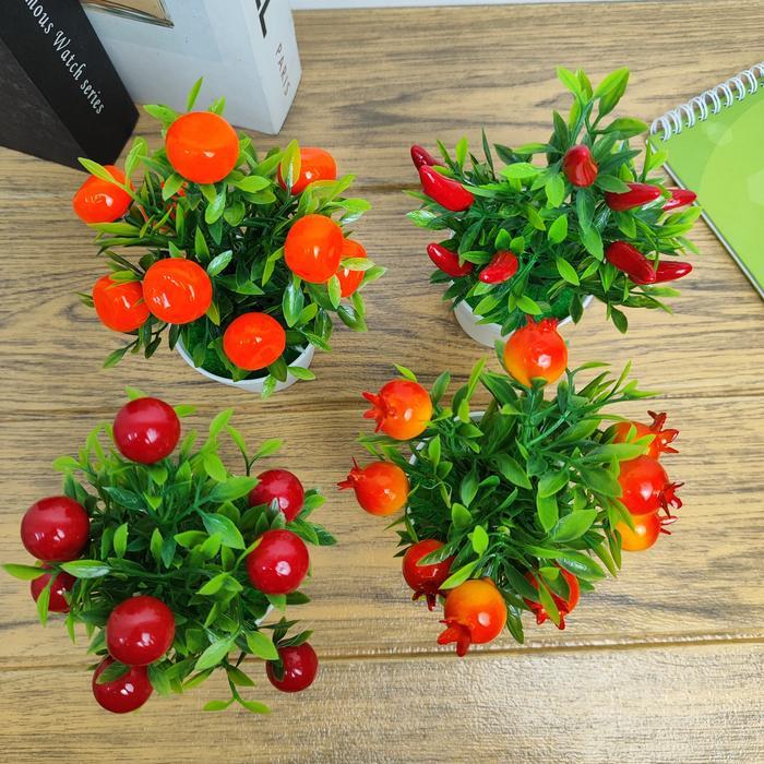 "New" Tanaman Bunga Hias Plastik Imut Tanaman Artificial Buatan Dekorasi Sepaket Buah Cabe Hawberry