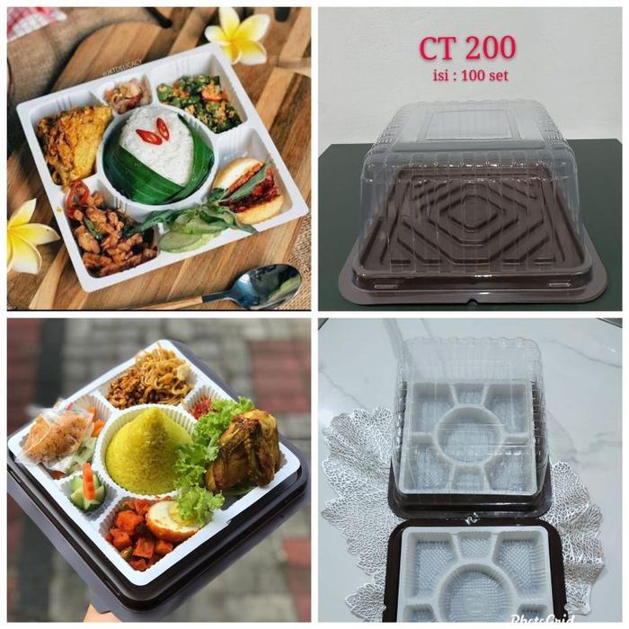 TERLARIS Mika Tumpeng Kotak + Alas Sekat 7 20x20cm/Box Tumini BISA GRAB