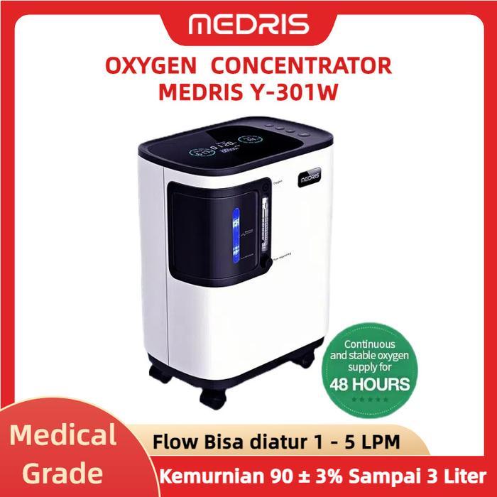 MEDRIS Oxygen Concentrator 3L Y-301W + Nebulizer & Filter Penghasil Oksigen 90% Murni Konsentrator