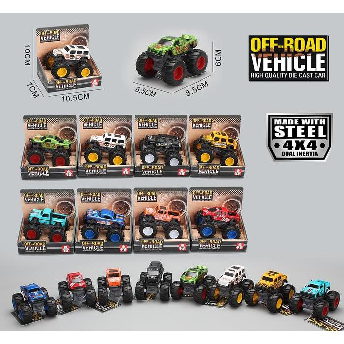 Mainan Mobil Diecast Monster Truck Mobil Off Road Bahan Logam Ban Miniatur Plastik