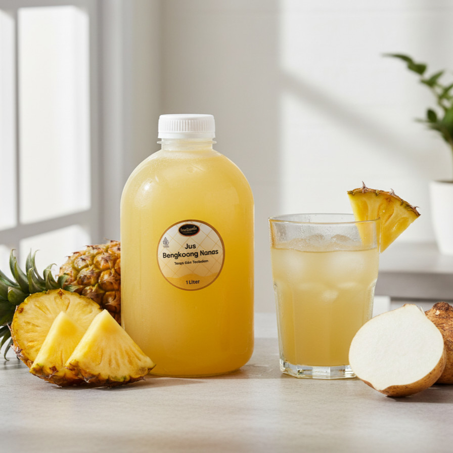 Jus Bengkoang Nanas 1 Liter YomYomMe Drinks - Minuman Diet Segar Rendah Gula Sugar Free Stevia Alami
