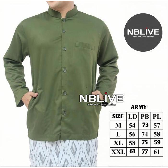 KOKO HAIBAH BAHAN KATUN HIJAU SAGE POLOS LENGAN PANJANG BAJU KOKO PUTIH HABAIB JUMBO MURAH KOKO