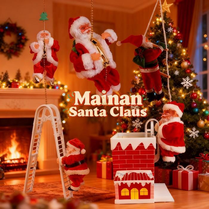 Sale- Mainan Santa Claus Naik Tangga Dekorasi Miniatur Santa Santa Claus Yang Memanjat Tali Hadiah