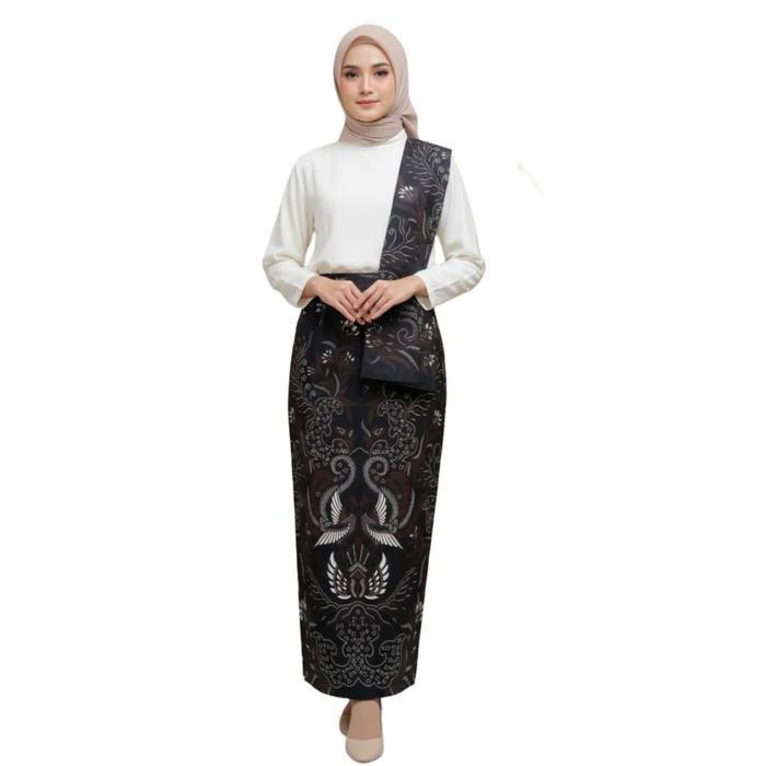 Nuansa Batiku Rok Span Batik Bawahan FURING Free Selendang Warna Hitam Katun Prima