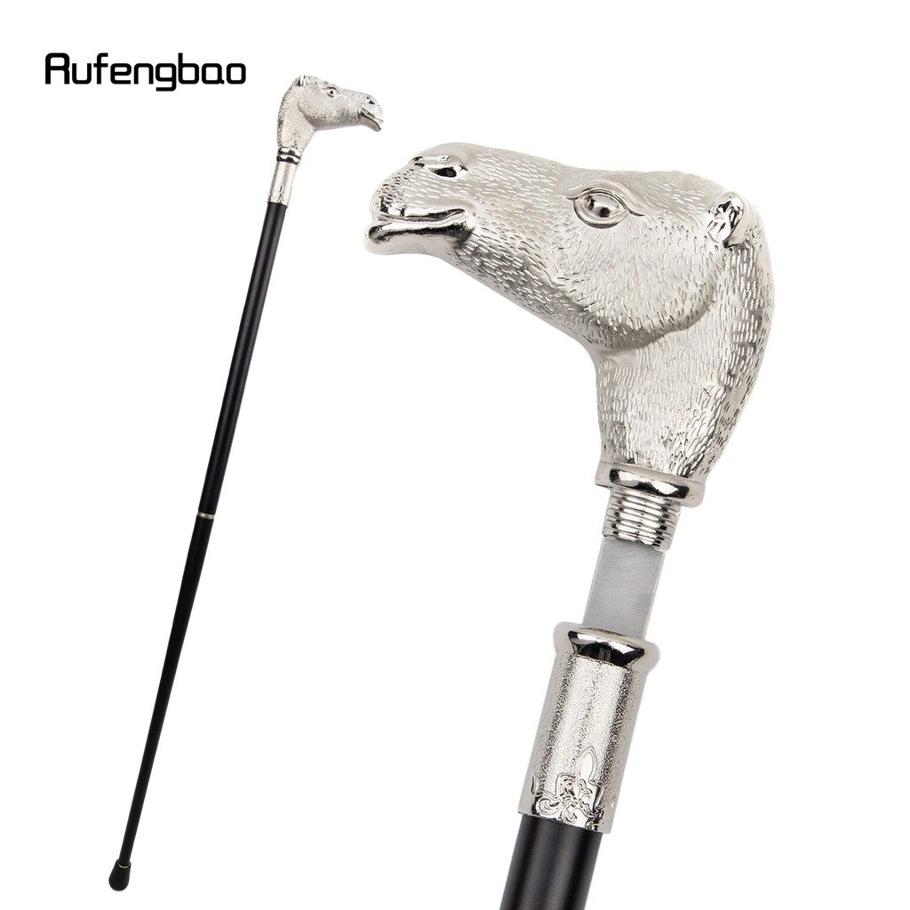 Silver Camel Head Walking Stick with 26cm Hidden Sword Self Defense Fashion Cane Sword Cosplay