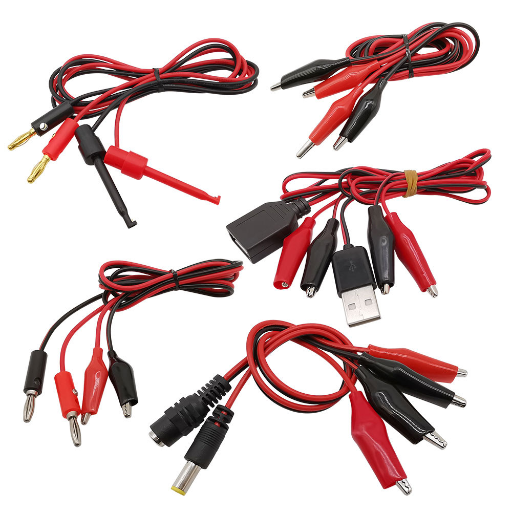 Alligator Clips Clamp 4mm Banana Plug USB DC Male Female Wire Leads Cable Conenctor For Testing