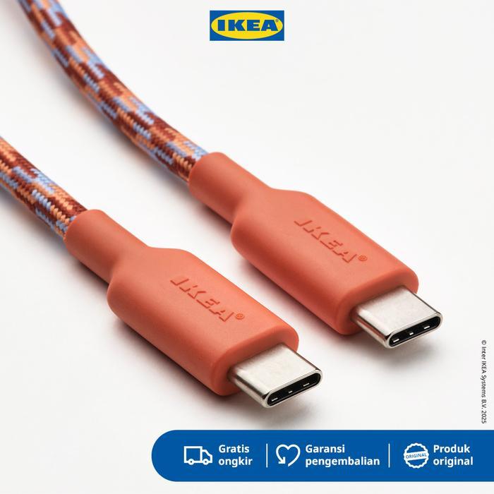 IKEA LILLHULT Kabel USB C ke USB C Panjang 1.5m Orange/Lilac