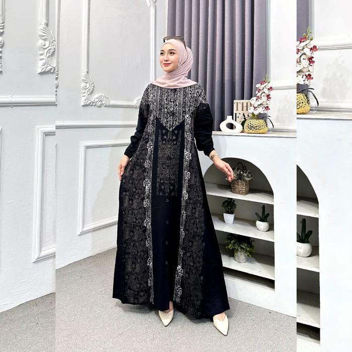 Naya Batik - Gamis Twill Ori Premium 2025 Berkualitas Motif Garis Batik Cap Malaman Bukan Sablon