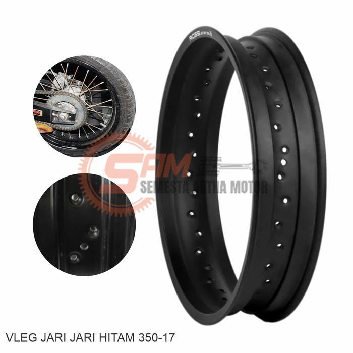 Velg Motor Sumo Hitam 350 Ring 18 Jari Jari Ban Supermoto Belakang