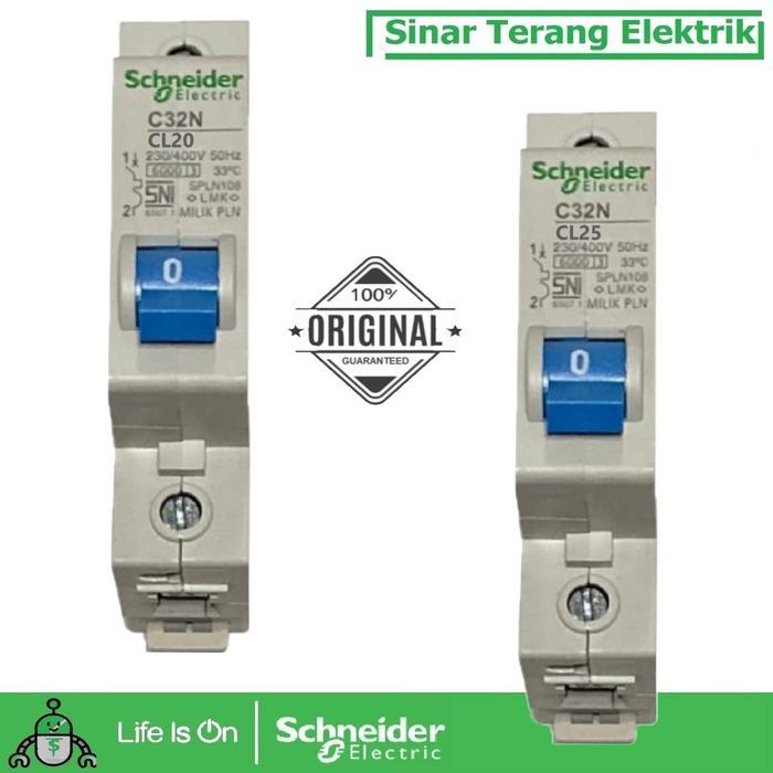 Schneider Mcb Pln Kepala Biru C32N 1P 20A 25A Cl20 Cl25