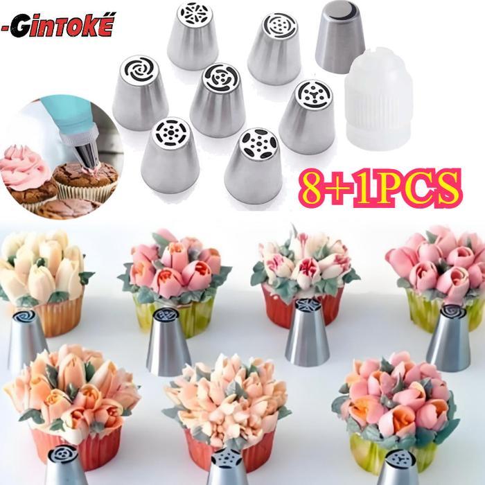 9Pcs/Set Stainless Spuit Kecil Kue /Spuit Rusian Set Dekorasi Cake/Spuit Russia / Spuit Cream Cake