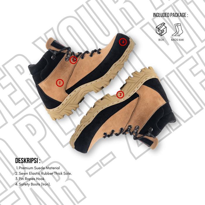 Decathlon Adventure - Sepatu Safety Boot Outdoor Zenifa Tactical Gurun High Ujung Besi Kerja
