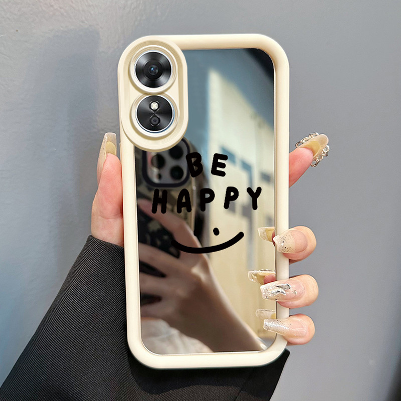 Casing Hp OPPO A17 OPPO A17K Case Casing Emoji tas Pola Kasus cermin tangga HP Kasing Silikon Softca