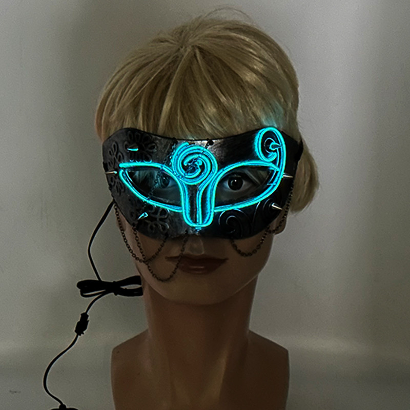Halloween Rave Punk Party Mask Half Face Mask For Women Ladies Nightclub Costumes Mask Glowing In