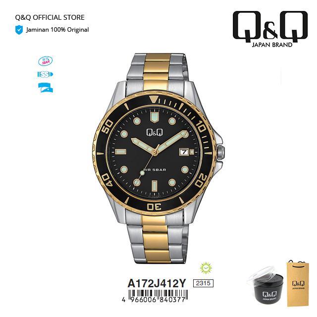 SIAPKIRIM QnQ QQ Jam Tangan Pria Analog A172 A172J Stainless Steel READY STOCK