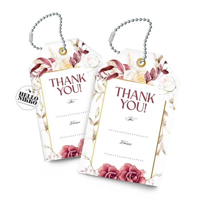 Gift tag Thank you roses kartu souvenir kado sticker ultah parcel card