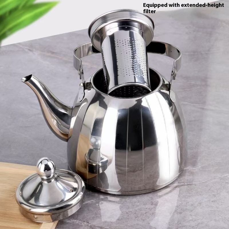 1/1.5/2L Stainless Steel Kettle Tea Pot with Filter Large Capacity Flower Teapot Suitable for Gas
