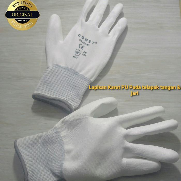 "New" Sarung Tangan Kerja Nylon Palmfit Comet Putih CG805WT Karet Perpasang